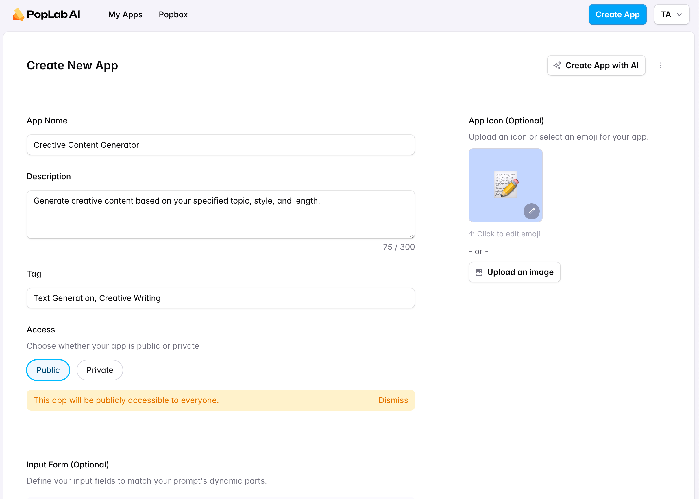 app create form base