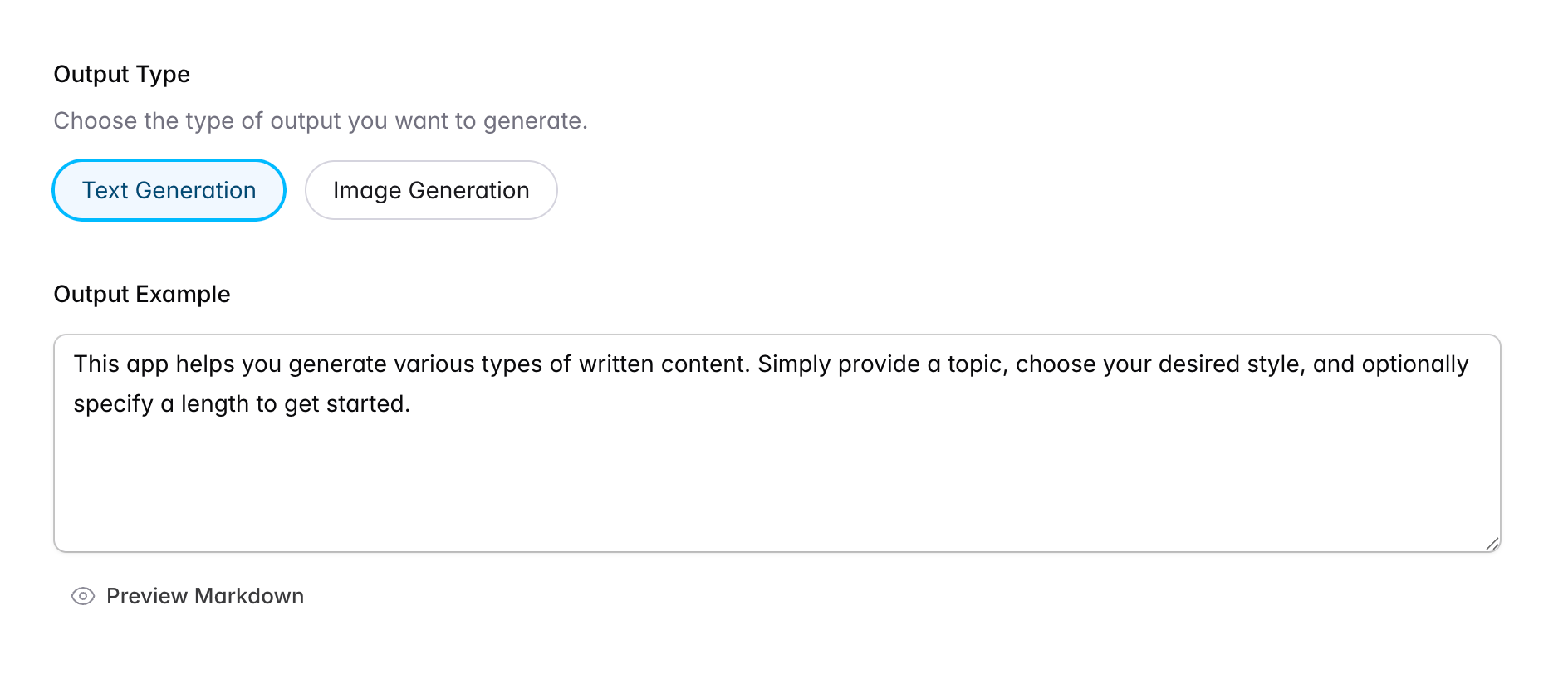 app create form output